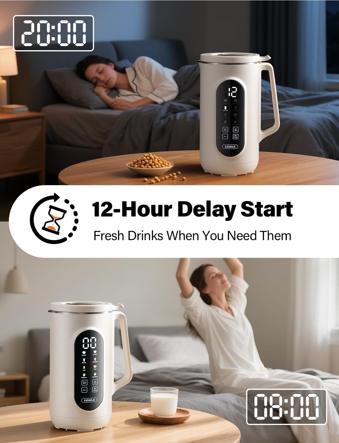 35oz Nut Milk Maker, 10-in-1 Multi-Function Blender with 12-Hour Delay Start, Self-Clean, Keep Warm, Perfect for Soy, Oat Milk, Soup & More – Ideal for Vegan & Lactose-Free Diets, Cream