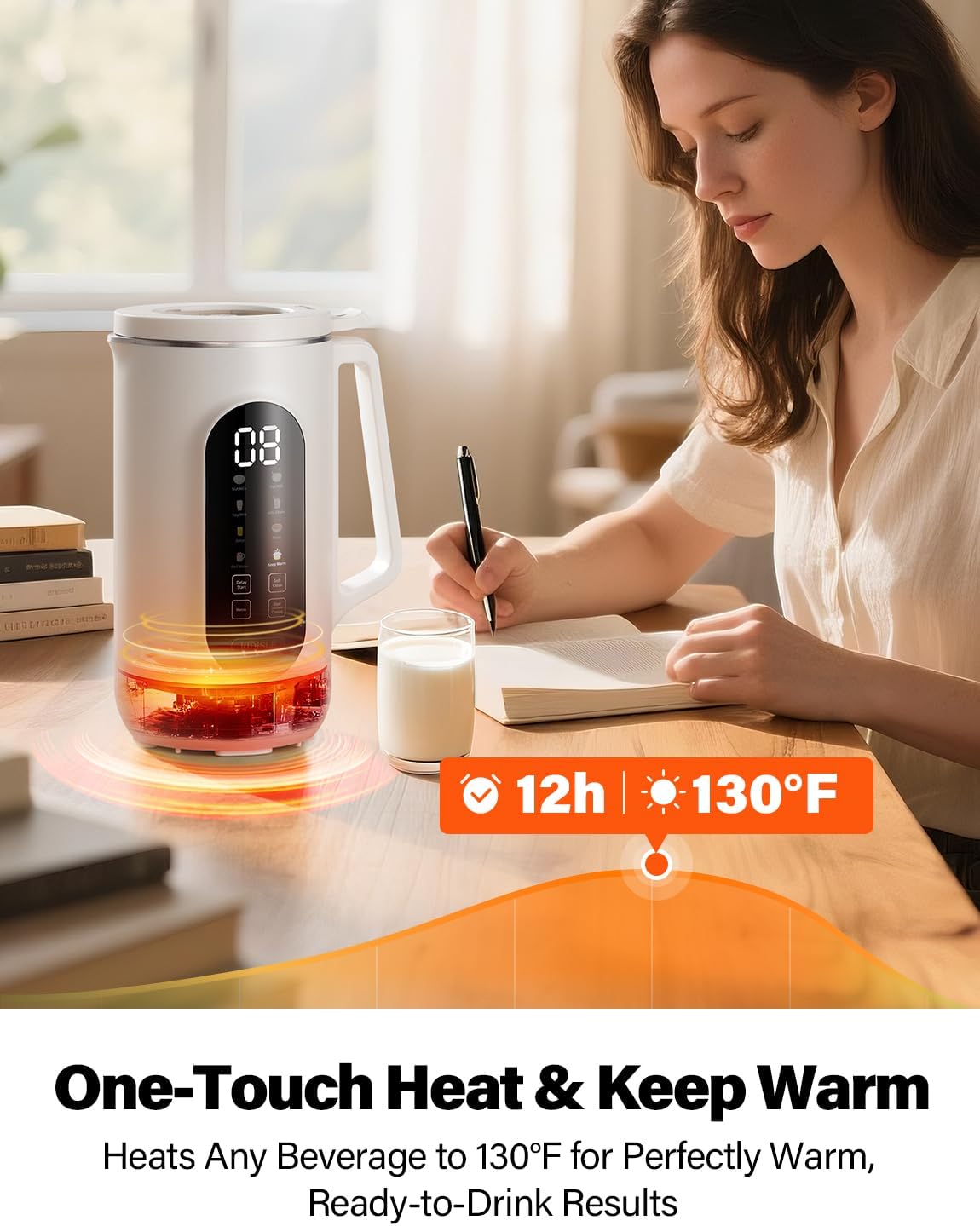 35oz Nut Milk Maker, 10-in-1 Multi-Function Blender with 12-Hour Delay Start, Self-Clean, Keep Warm, Perfect for Soy, Oat Milk, Soup & More – Ideal for Vegan & Lactose-Free Diets, Cream